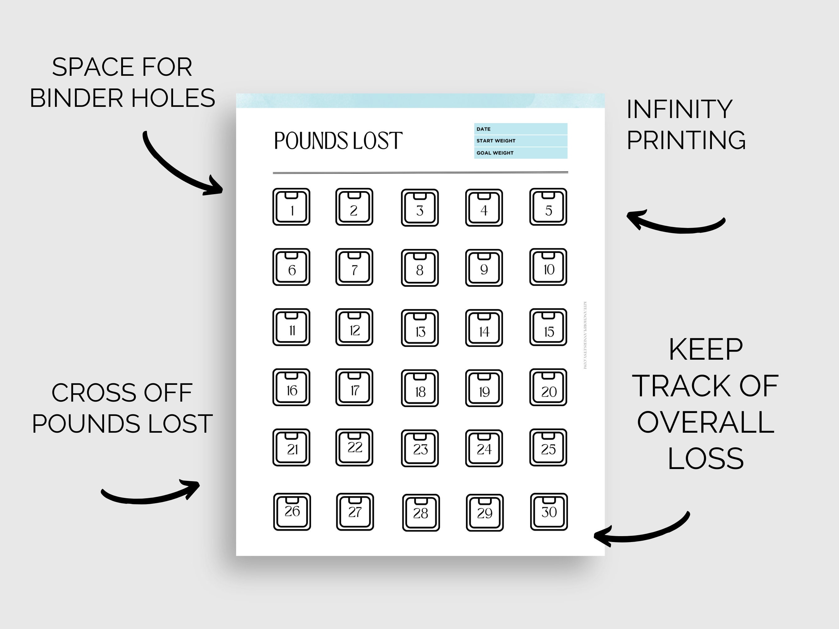 30 Pounds Lost Weight Tracker Printable, Weight Loss Tracker, Weight ...