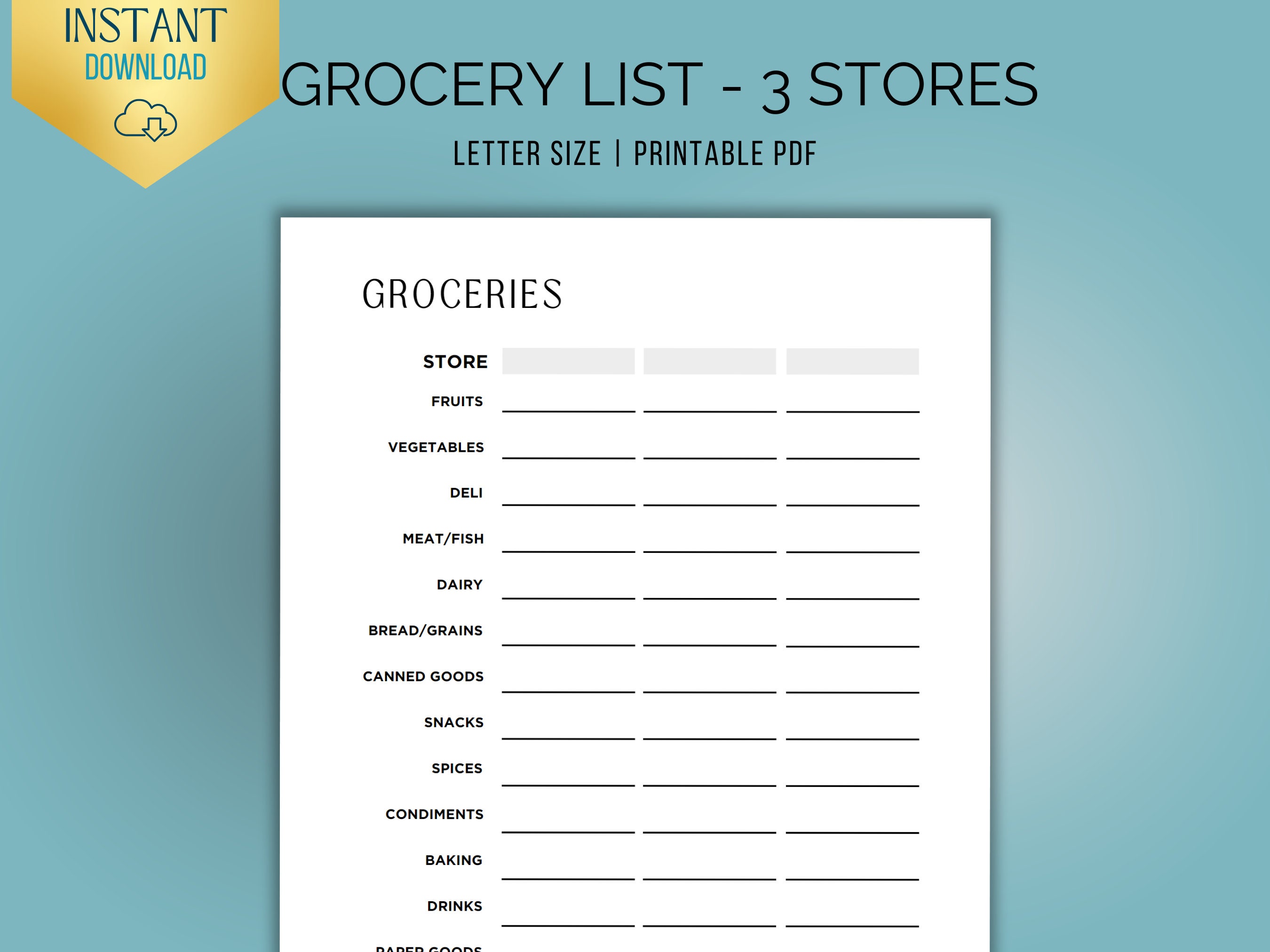 Printable: Grocery List PDF Organization &amp; Planning - Etsy
