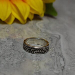 Handmade delicate sterling silver patterned ring. Gift for him or her, couple rings. Made to size, 925 solid silver, Stacking Ring.