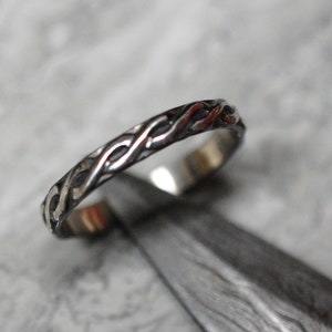 Handmade delicate sterling silver patterned ring. Gift for him or her, couple rings. Made to size, 925 solid silver, Stacking Ring.