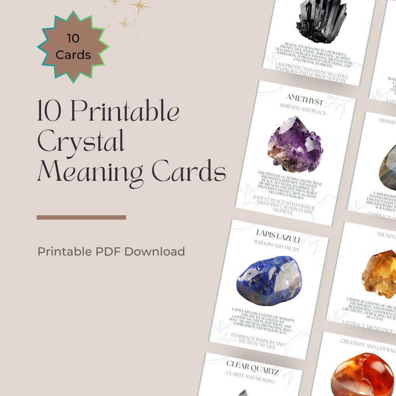 10 Printable Crystal Meaning Cards - Etsy