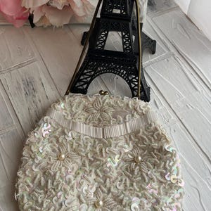 Vintage Beaded Pearl Cocktail Purse: Handmade Hong Kong Party Bag