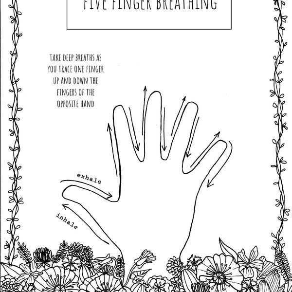 Five finger breathing printable coloring page