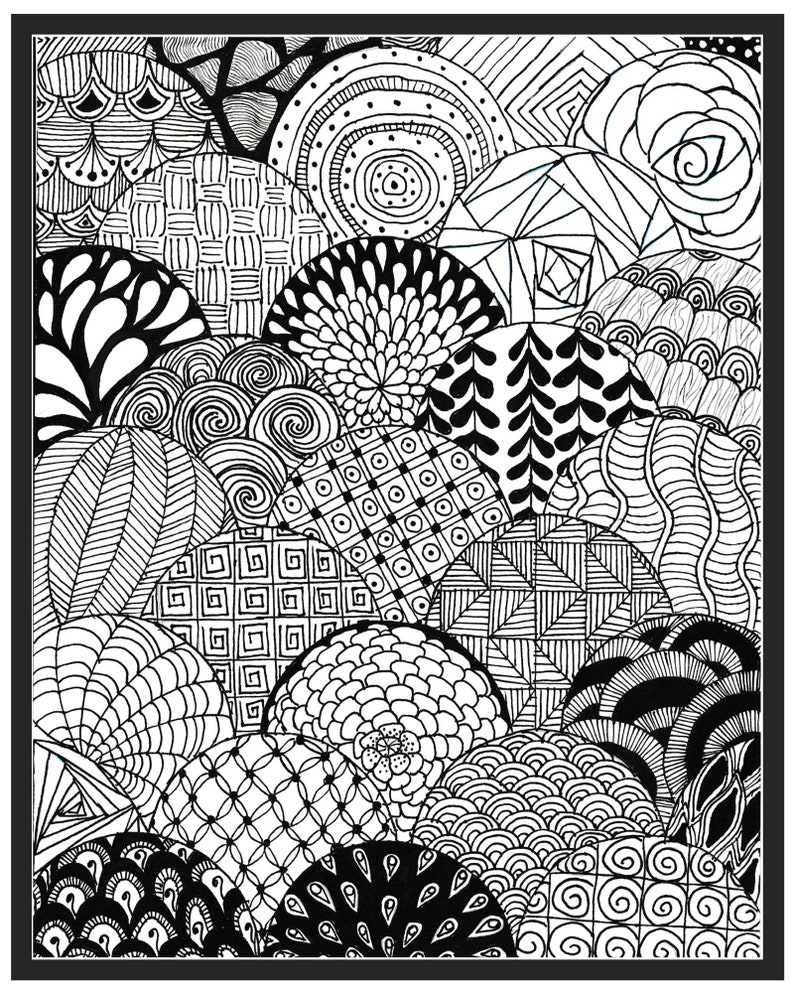 Hand Drawn Zentangle Circles Coloring Page - Etsy