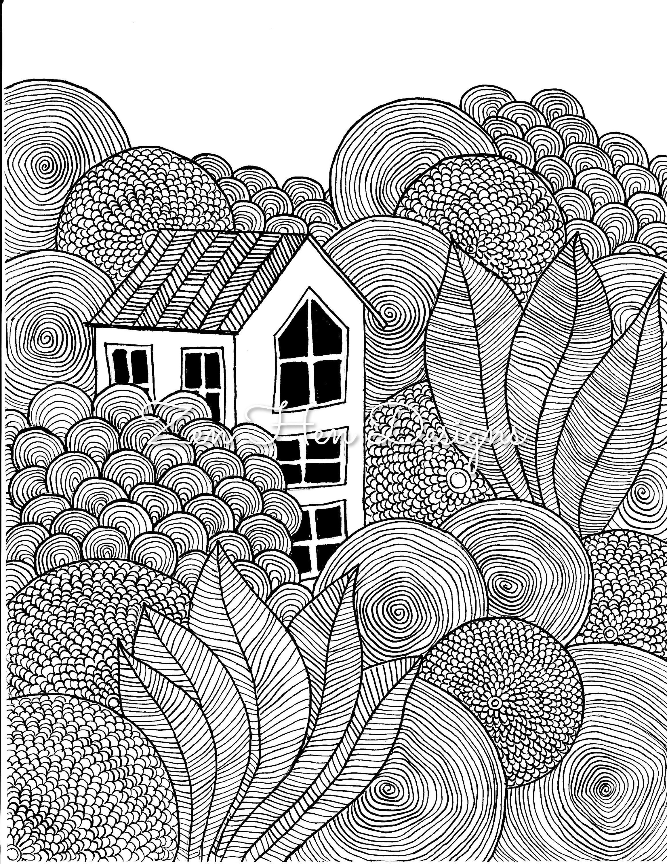 Zentangle Scenery Coloring Page Printable -  Portugal