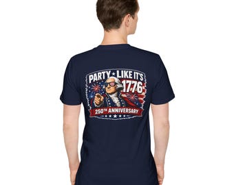 Camiseta de aniversario patriótico "Fiesta como si fuera 1776" para celebrar el 250 aniversario de Estados Unidos.
