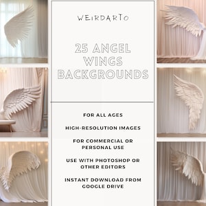 25 hochauflösende Engelsflügel Hintergrund Overlays für Fotografie, Photoshop Fine Art Texturen, Studio Kulissen, digitale Hintergründe