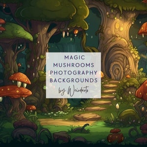 8 Magical Mushroom Woodland Wonderland Digital Photography Backdrops - Kids & Pets