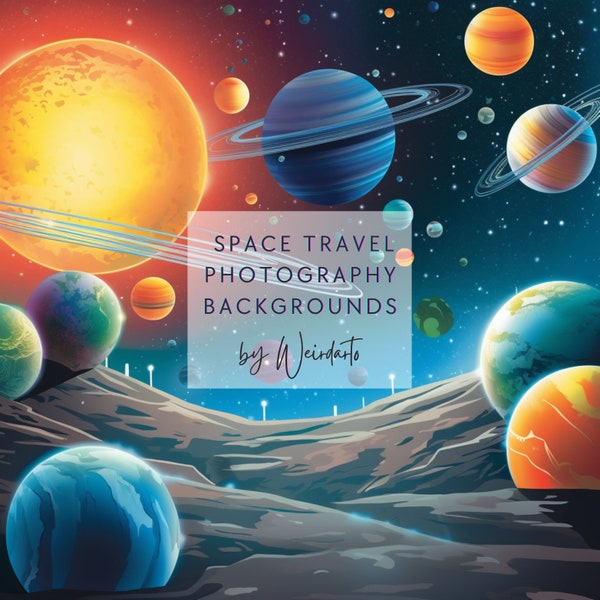 5 Outer Space Digital Backgrounds - Digital Solar System Backdrop