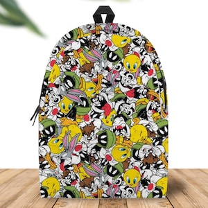 Cute Birds Backpack for Toddlers in White and Black — Chub and Bug  Illustration