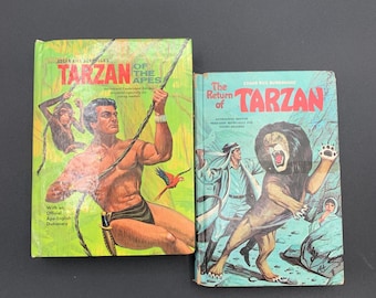 Vintage Tarzan Book Set: Edgar Rice Burroughs, Illustrated Hardcovers