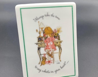 Vintage Holly Hobby Wall Hanging Porcelain Plaque - Circa 1970s - Made in Japan