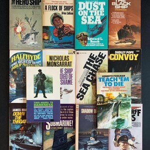 Vintage World War II/Military PB Lot 14: The Sea Chase/ The Hero Ship/ Dust Of The Sea/ Convoy/ Shadow Of Peril/ Submarine/ Flock of Ships