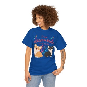 Corgis & Music Unisex Heavy Cotton Tee! Funny Musician Gift, Music Appreciation T-Shirt Choir and Pembroke Welsh Corgis Shirt