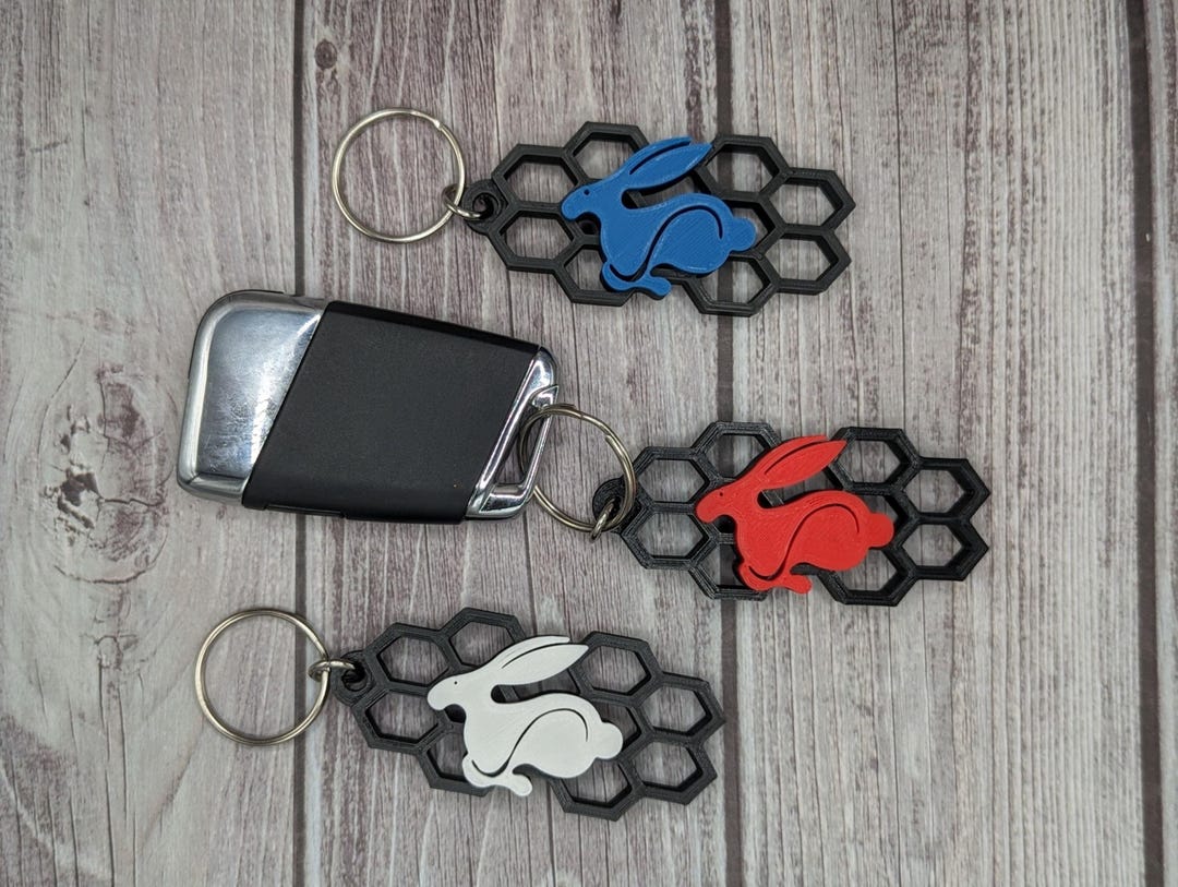 Custom Rabbit Logo Keychain, 3D Printed High-quality, Perfect Gift for ...