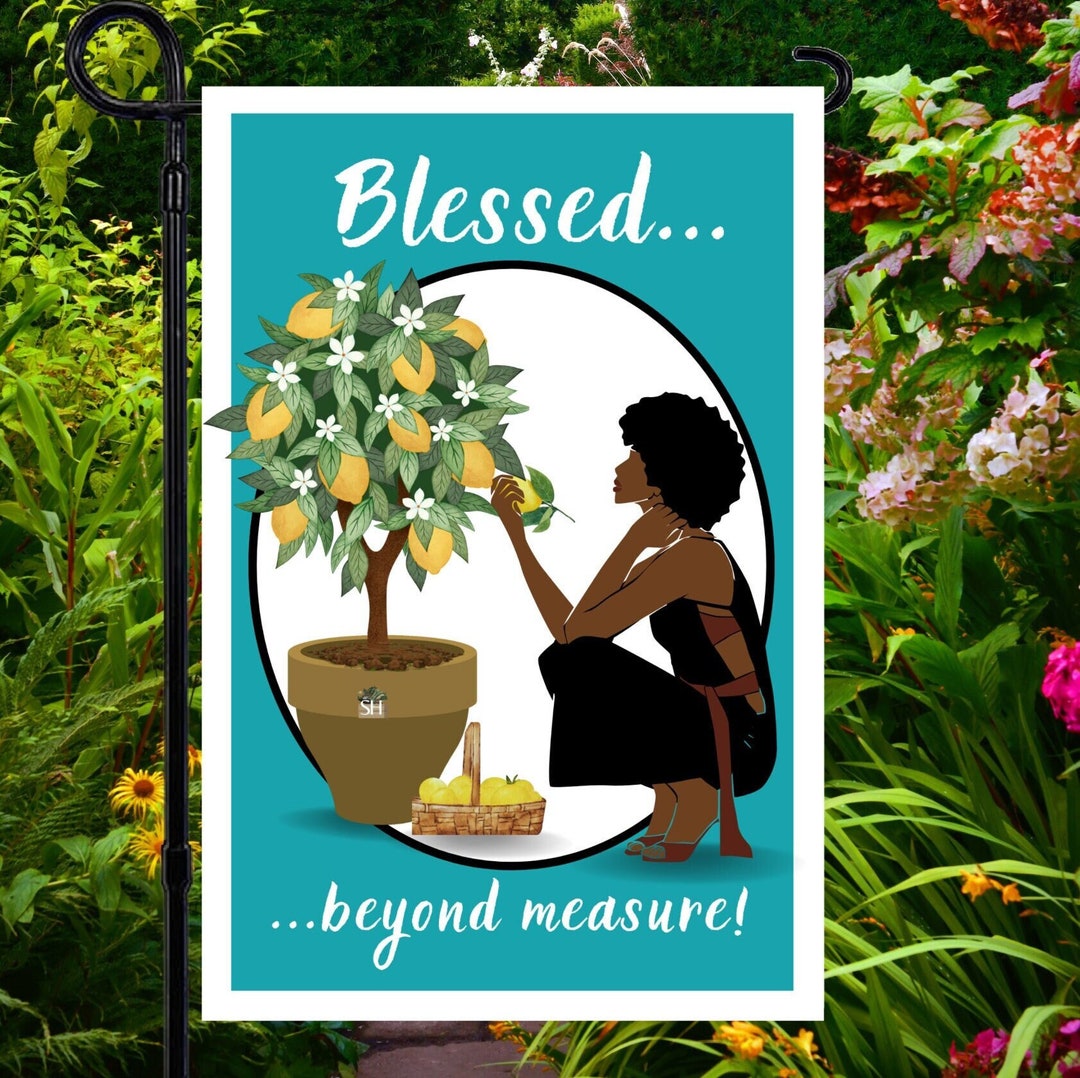 Black Girls Garden Black Girl Yard Flag Colorful Garden Etsy