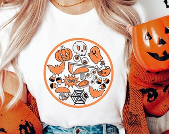 Halloween Shirt, Ghost Shirt, Halloween Graphic Shirt, Cute Halloween Tee, Cute Ghost Shirt, Halloween Gift, Skeleton Tee, Pumpkin Shirt