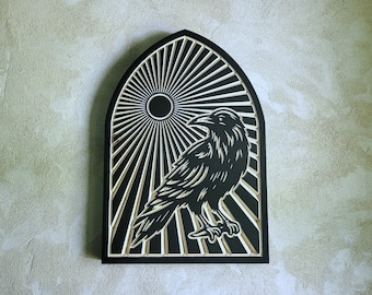 Gothic Raven Wood Wall Art