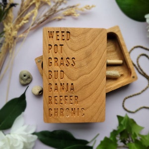 Stoner Lingo Joint Case | Engraved Solid Wood Stash Box | Gift for Stoner