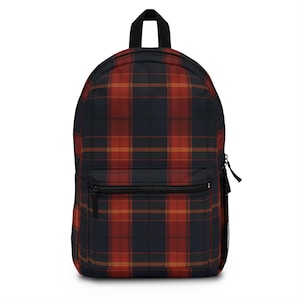 Plaid Backpack: Trendy Polyester School Bag with Laptop Pocket