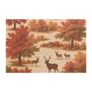 Autumn Deer Coir Doormat: Rustic Fall Entryway Decor