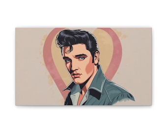 Elvis Presley Canvastavla: Retro Rock and Roll-musikikon