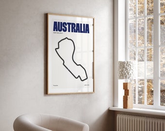Impresión de Fórmula 1 de Australia / Pósteres de F1 / Descarga digital / Póster minimalista / Circuito de Albert Park