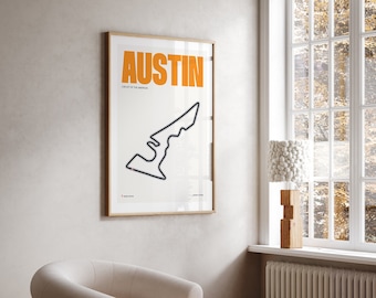 Impresión de Fórmula 1 de Austin / Pósteres de F1 / Descarga digital / Póster minimalista / Circuito de las Américas