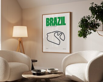 Impresión de Fórmula 1 de Brasil / Interlagos / Pósters de F1 / Descarga digital / Póster minimalista
