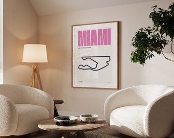 Impresión de Fórmula 1 en Miami / América / Pósteres de F1 / Descarga digital / Póster minimalista
