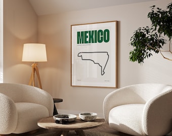 Impresión de Fórmula 1 de México / Circuito de la Ciudad de México / Pósters de F1 / Descarga digital / Póster minimalista