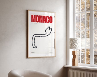 Impresión de Fórmula 1 de Mónaco / Circuito de Mónaco / Montecarlo / Pósters de F1 / Descarga digital / Póster minimalista