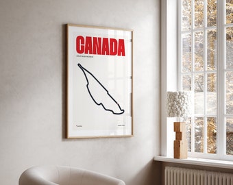 Impresión de Fórmula 1 de Canadá / Circuito Gilles-Villeneuve / Pósters de F1 / Descarga digital / Póster minimalista
