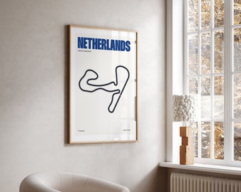 Impresión de Fórmula 1 de los Países Bajos / Circuito de Zandvoort / Pósters de F1 / Descarga digital / Póster minimalista