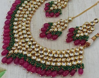 Sabyasachi designer kundan set, green kundan bridal set, kundan bridal necklace set, customizable kundan bridal sets, Royal kundan sets