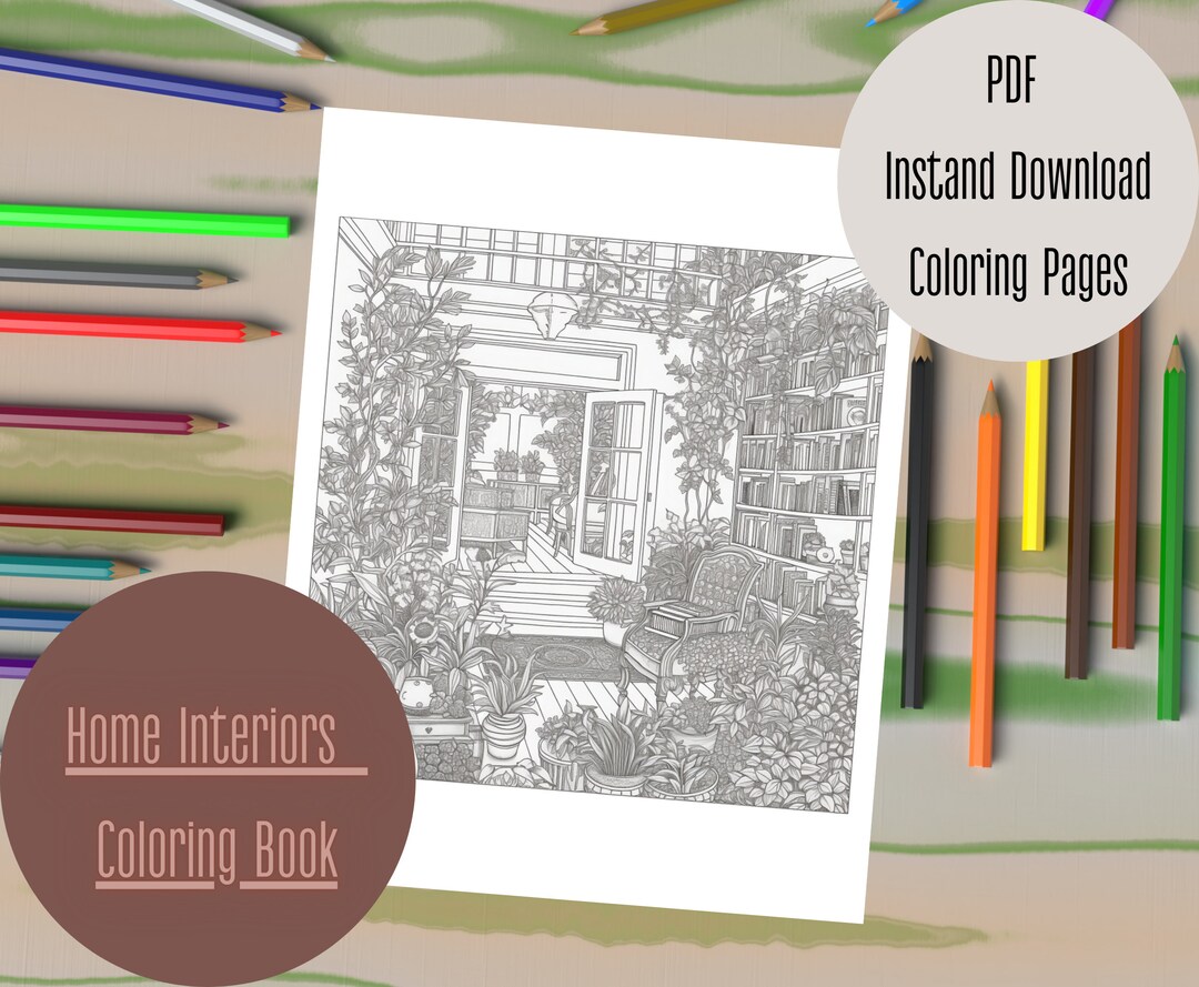 Home Interior Coloring Pages House Coloring Book Library - Etsy
