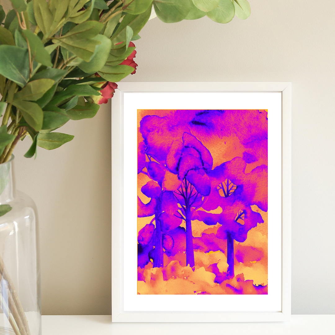 Abstract Watercolor Mountain Art Print Landscape Wall Art Etsy