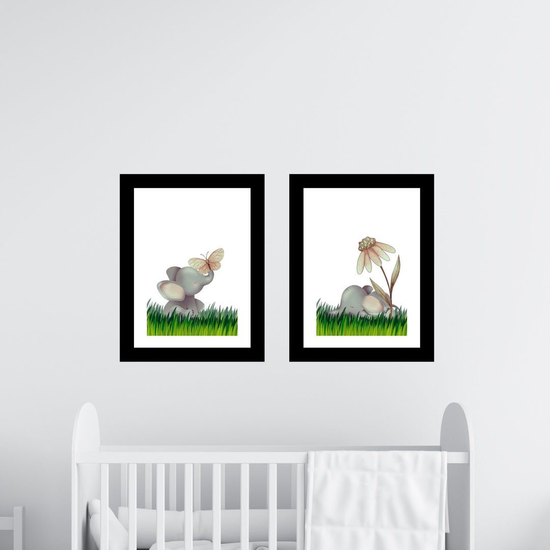Nursery Wall Art Baby Elephant Wall Art Wall Art Vintage Baby Animal