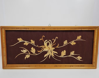 Vintage Framed Bamboo Flower Cut-Out Art