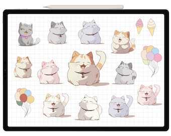 Cat Digital Sticker BUNDLE Sticker Digital Cat Sticker Cat Goodnote Sticker Kitten Sticker Digital Kitty Sticker Tomcat Sticker Balloon