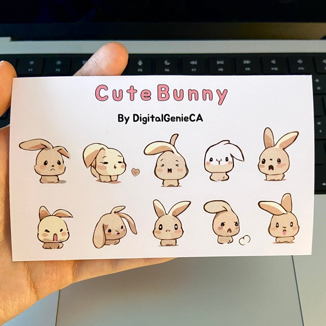 Expressive Bunny Sticker Sheet Cute Sticker Bunny Rabbit Etsy