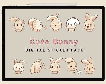 Bunny Digital Sticker Bunny Digital Rabbit Sticker Rabbit Digital GoodNote Sticker Mood Sticker Emotion Sticker Facial Expression Sticker