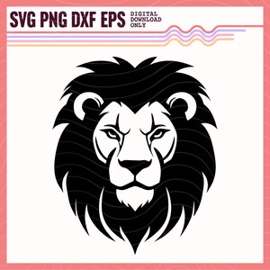 Lion Head SVG PNG, Lion Face SVG, Lion Silhouette, Lion Face Vector Image, Lion Clipart, Sublimation Design, Lion Cut File