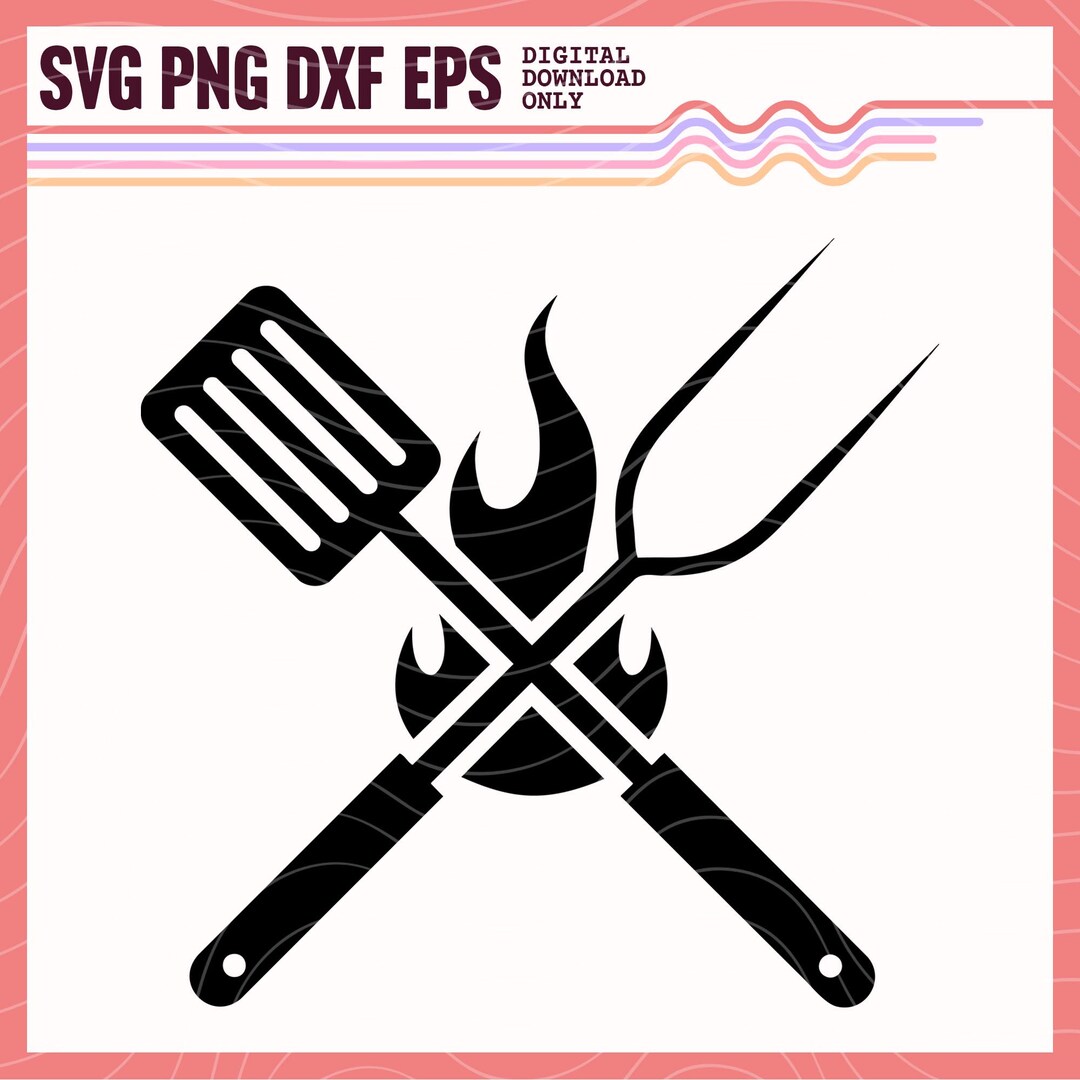 Grilling SVG PNG, BBQ, Grill, Grilling Tools, Spatula and Fork on Fire ...