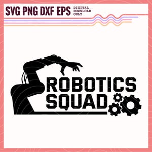 Roboter Squad SVG PNG, Roboter Hand und Zahnräder Vektor Bild, Roboter Clipart, Roboter Sublimationsdesign, Roboter Schnittdatei