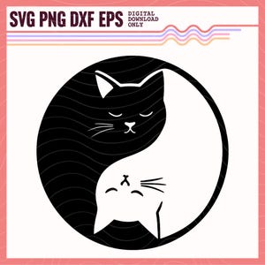Yin Yang Katzen SVG PNG, süße Katzen, schwarze und weiße Katzen, Yin Yang Katzen Vektor Bild, Yin Yang Katzen Clipart, Sublimationsdesign, Schnittdatei,