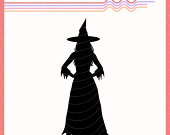 Witch Silhouette SVG, Witch Vector Design, Witch Clipart, Witch Sublimation Design, Witch Cut File