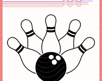 Bowling SVG PNG, Bowling Ball and Pins Vector Design, Bowling Pins Clipart, Bowling Ball Sublimation Design, Bowling Ball and Pins Cut File