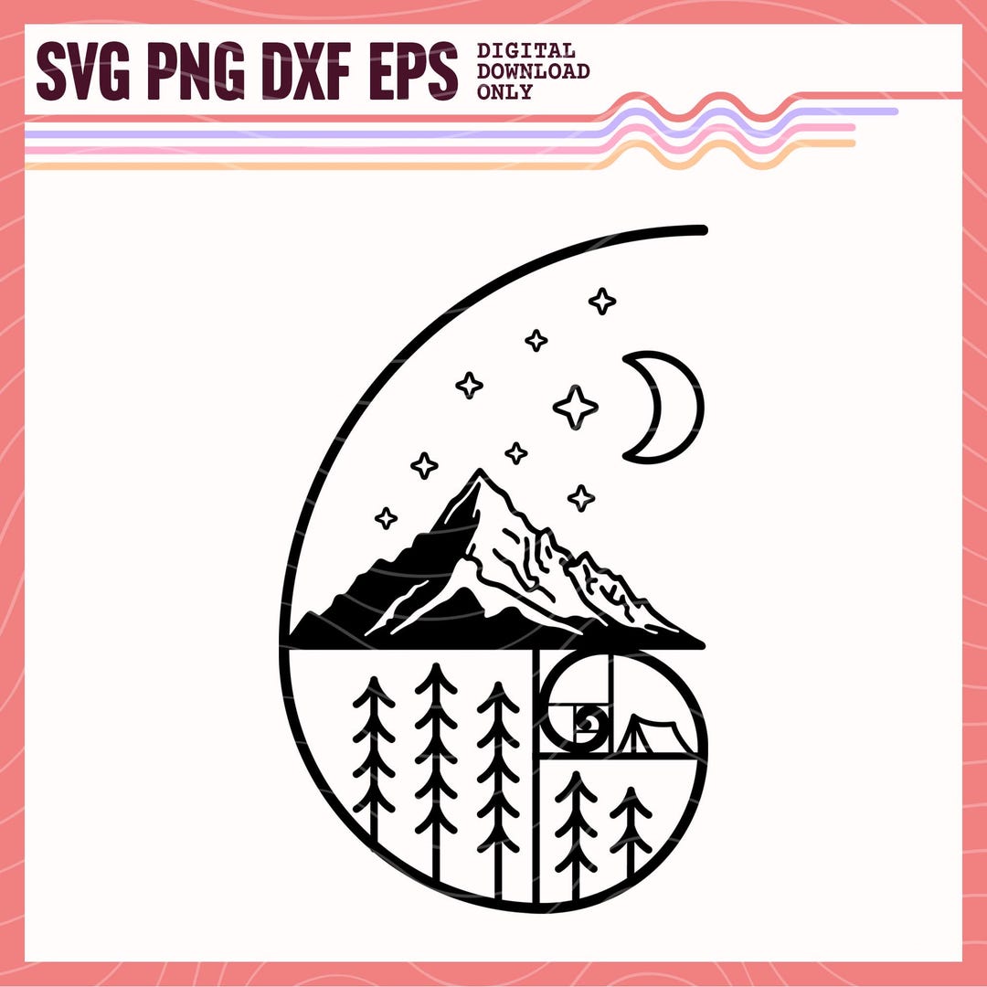 Camping, Nature SVG PNG, Camping Golden Ratio Outdoor Vector Design