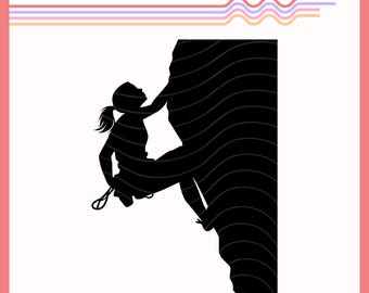 Rock Climber SVG PNG, vrouw rock Climber, klimmer vectorafbeelding, klimmer clipart, sublimatie design, boulderen clipart, rotsklimmen